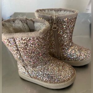 Cat & Jack Glitter Lined Kids Winter Boots - Pink Sparkle